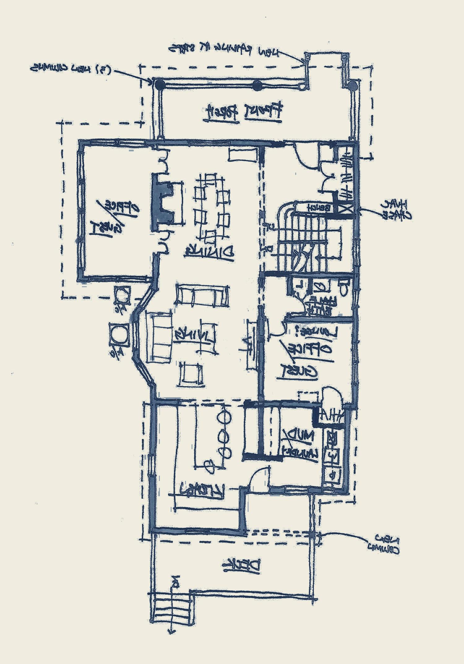 hand drawn floor plan design sketch